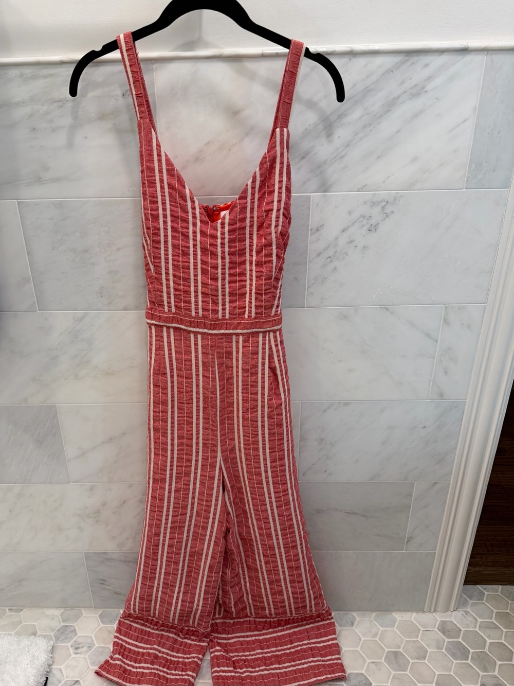 Striped Red Wide-Leg Jumpsuit